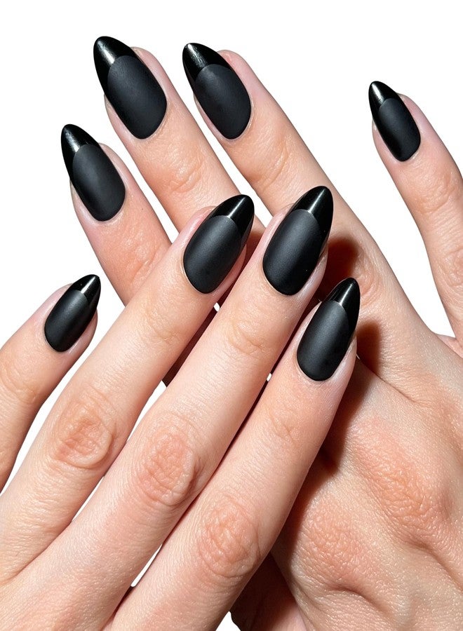 PaintLab Press-On Nails Manicure Kit, Noir Matte, 30-Piece Set, Long-Lasting Fake Nails with Glue, File, Prep Pad & Cuticle Stick - Image 1